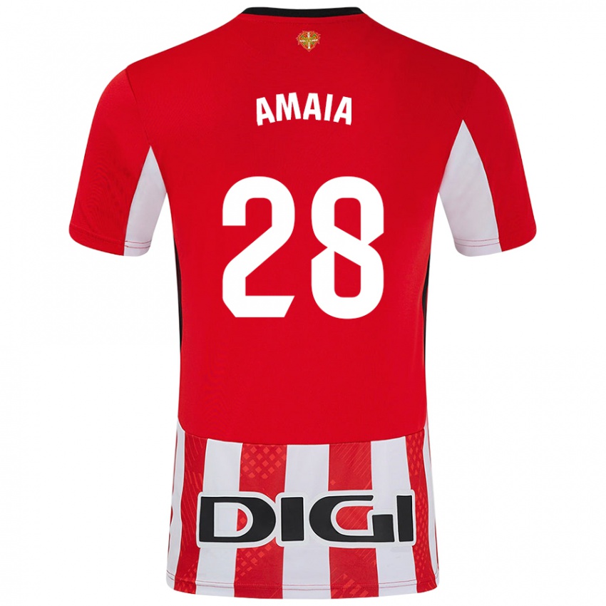 Niño Camiseta Amaia Martinez De La Peña #28 Rojo Blanco 1ª Equipación 2024/25 La Camisa Argentina