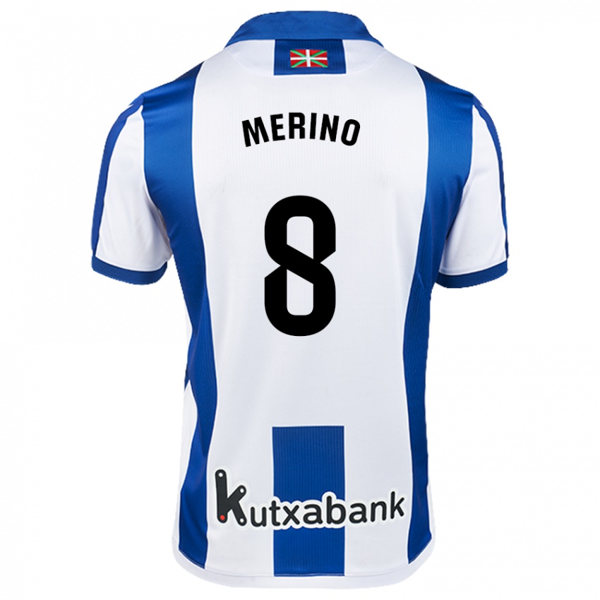 Niño Camiseta Mikel Merino #8 Blanco Azul 1ª Equipación 2024/25 La Camisa Argentina