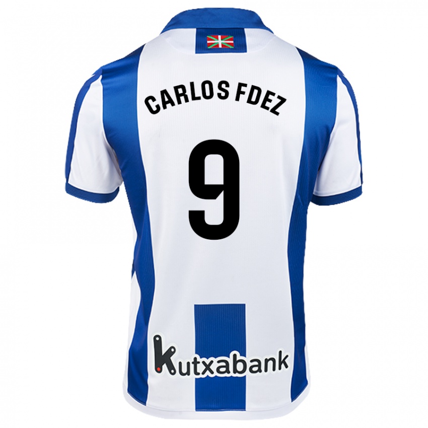 Niño Camiseta Carlos Fernández #9 Blanco Azul 1ª Equipación 2024/25 La Camisa Argentina