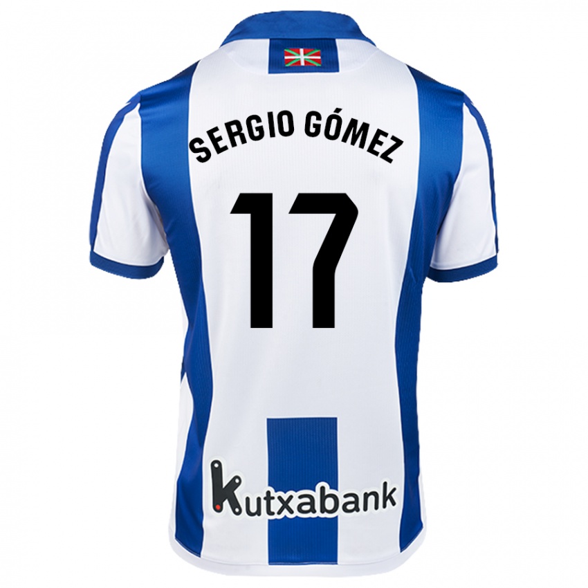 Niño Camiseta Sergio Gómez #17 Blanco Azul 1ª Equipación 2024/25 La Camisa Argentina