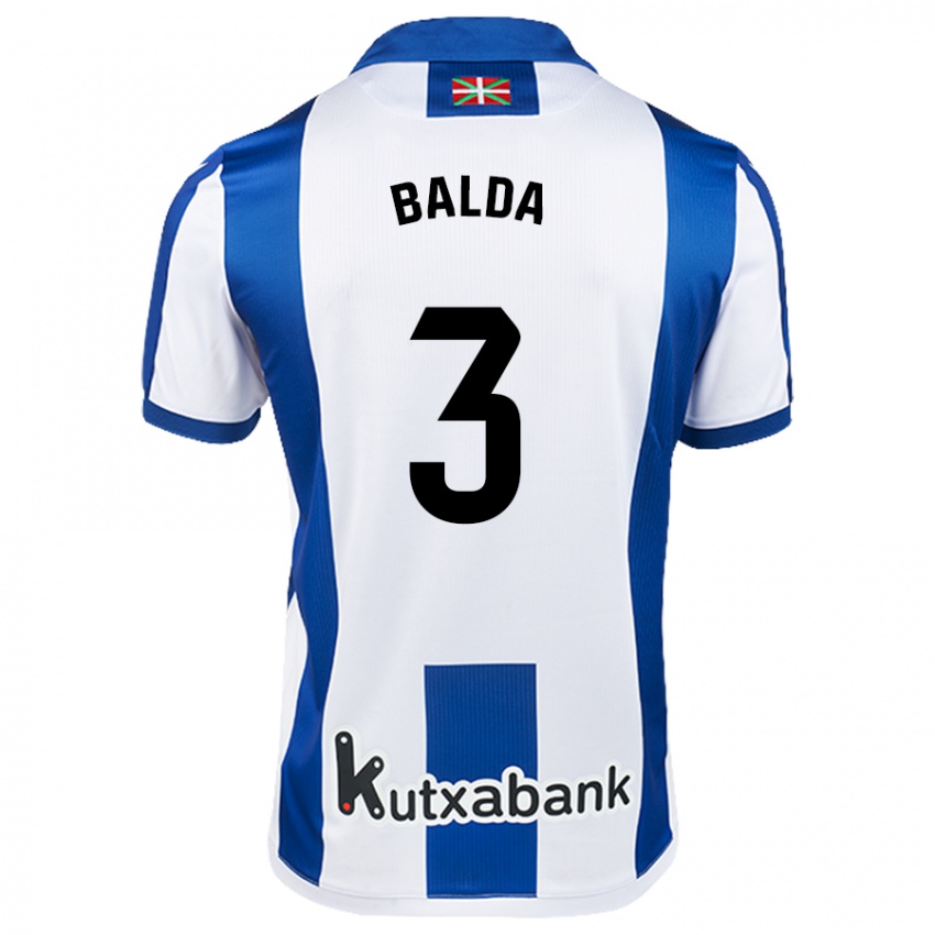 Niño Camiseta Jon Balda #3 Blanco Azul 1ª Equipación 2024/25 La Camisa Argentina