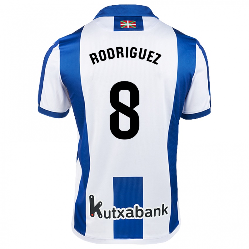 Niño Camiseta Mikel Rodriguez #8 Blanco Azul 1ª Equipación 2024/25 La Camisa Argentina