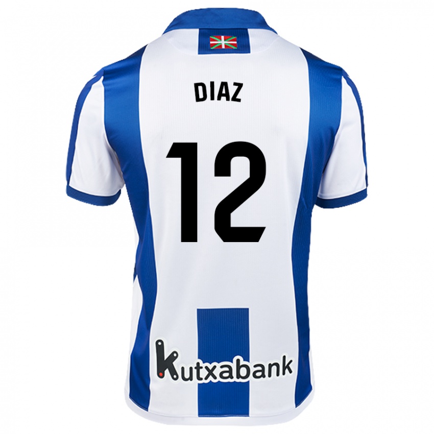 Niño Camiseta Ekain Díaz #12 Blanco Azul 1ª Equipación 2024/25 La Camisa Argentina