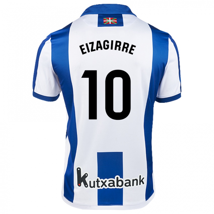 Niño Camiseta Nerea Eizagirre Lasa #10 Blanco Azul 1ª Equipación 2024/25 La Camisa Argentina