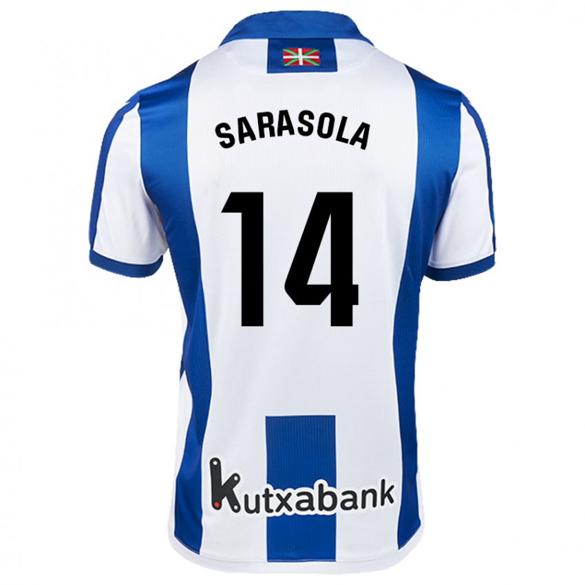 Niño Camiseta Izarne Sarasola Beain #14 Blanco Azul 1ª Equipación 2024/25 La Camisa Argentina