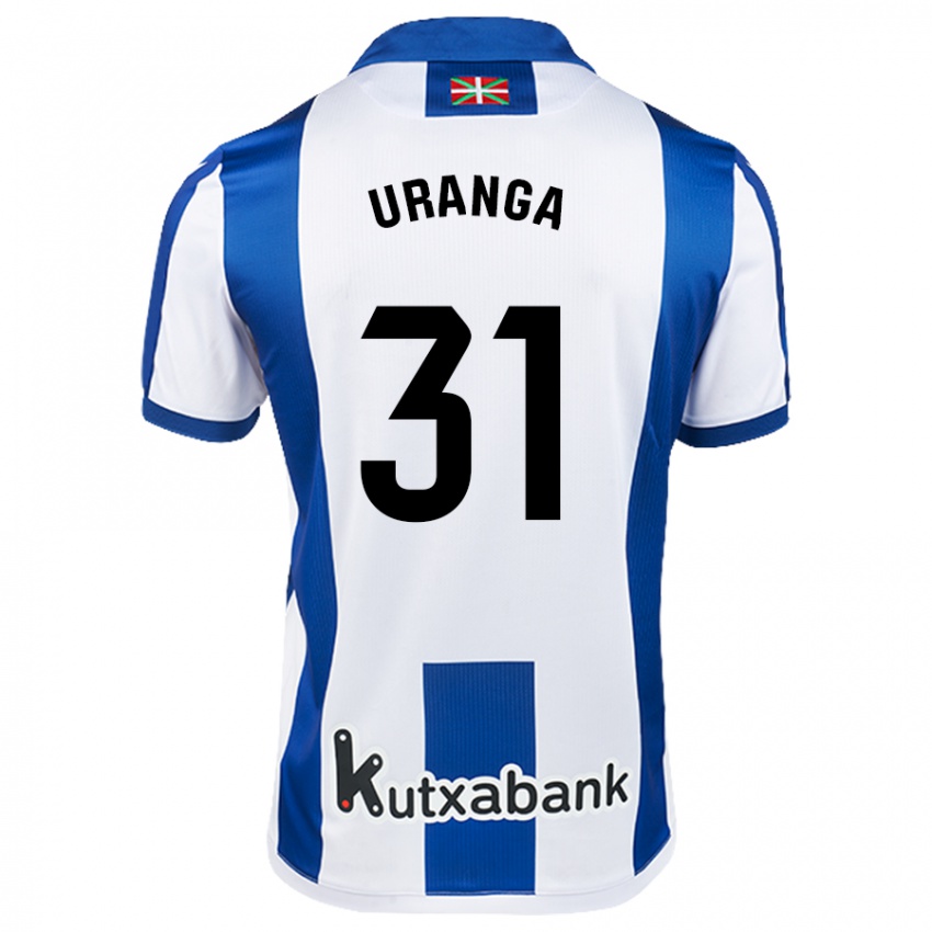 Niño Camiseta Haizea Uranga Agirre #31 Blanco Azul 1ª Equipación 2024/25 La Camisa Argentina