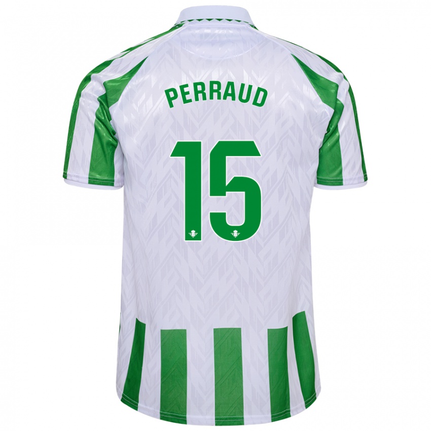 Niño Camiseta Romain Perraud #15 Verde Rayas Blancas 1ª Equipación 2024/25 La Camisa Argentina