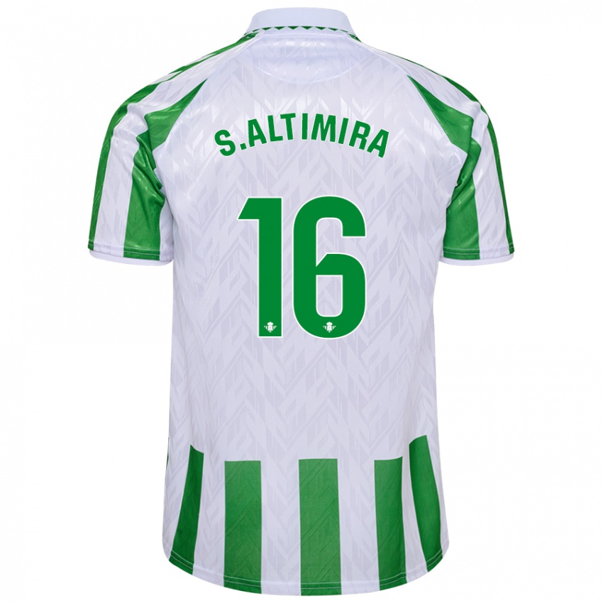 Niño Camiseta Sergi Altimira #16 Verde Rayas Blancas 1ª Equipación 2024/25 La Camisa Argentina