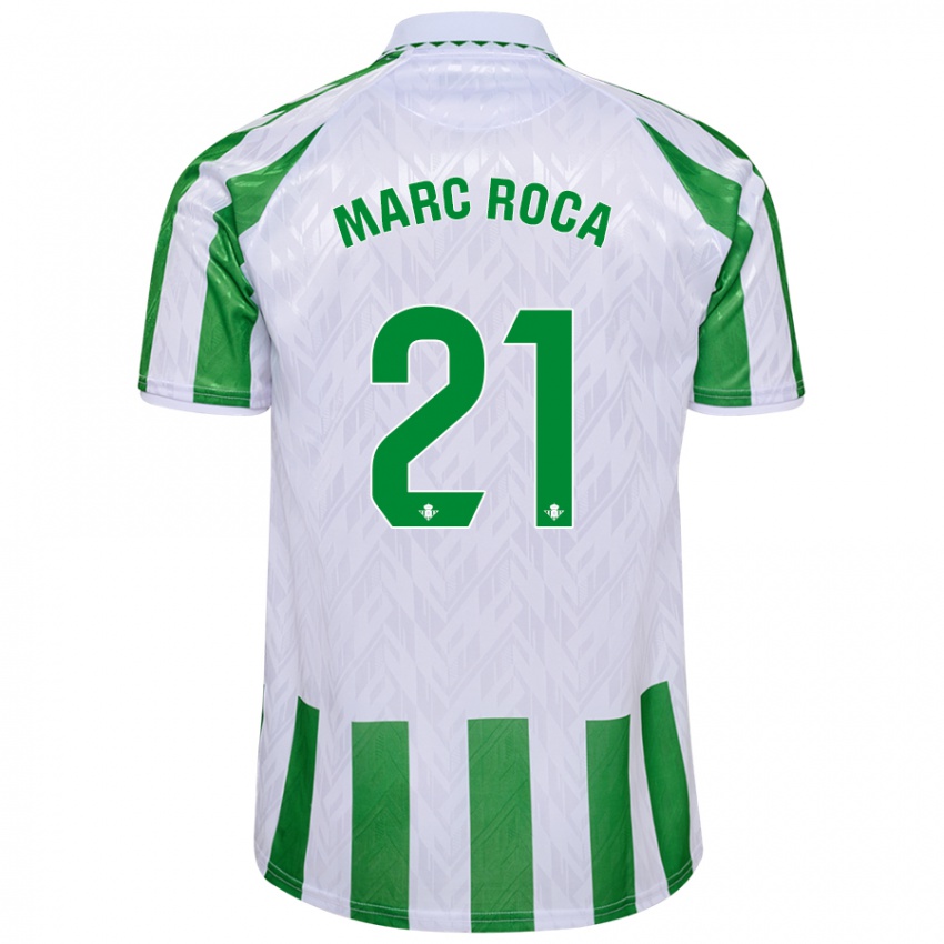 Niño Camiseta Marc Roca #21 Verde Rayas Blancas 1ª Equipación 2024/25 La Camisa Argentina