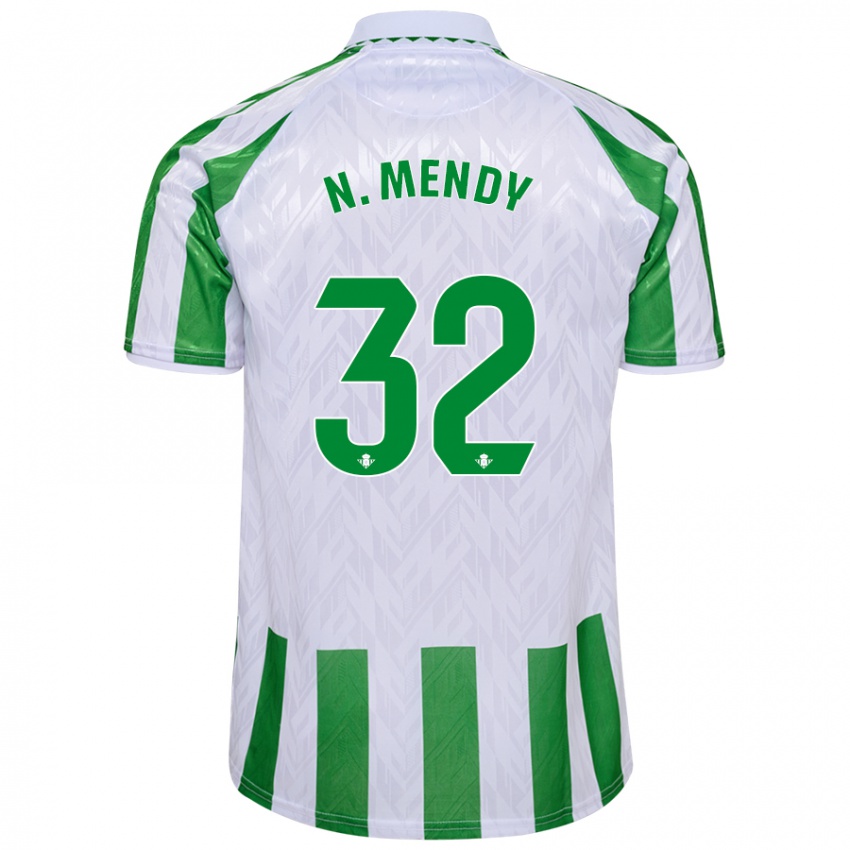 Niño Camiseta Nobel Mendy #32 Verde Rayas Blancas 1ª Equipación 2024/25 La Camisa Argentina