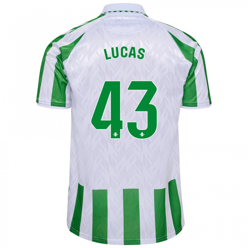 Niño Camiseta Lucas Alcázar #43 Verde Rayas Blancas 1ª Equipación 2024/25 La Camisa Argentina