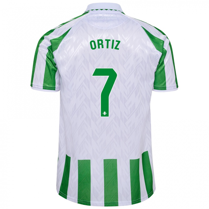 Niño Camiseta Ángel Ortiz #7 Verde Rayas Blancas 1ª Equipación 2024/25 La Camisa Argentina