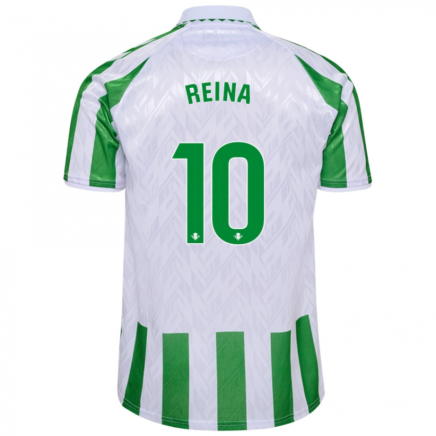 Niño Camiseta Carlos Reina #10 Verde Rayas Blancas 1ª Equipación 2024/25 La Camisa Argentina