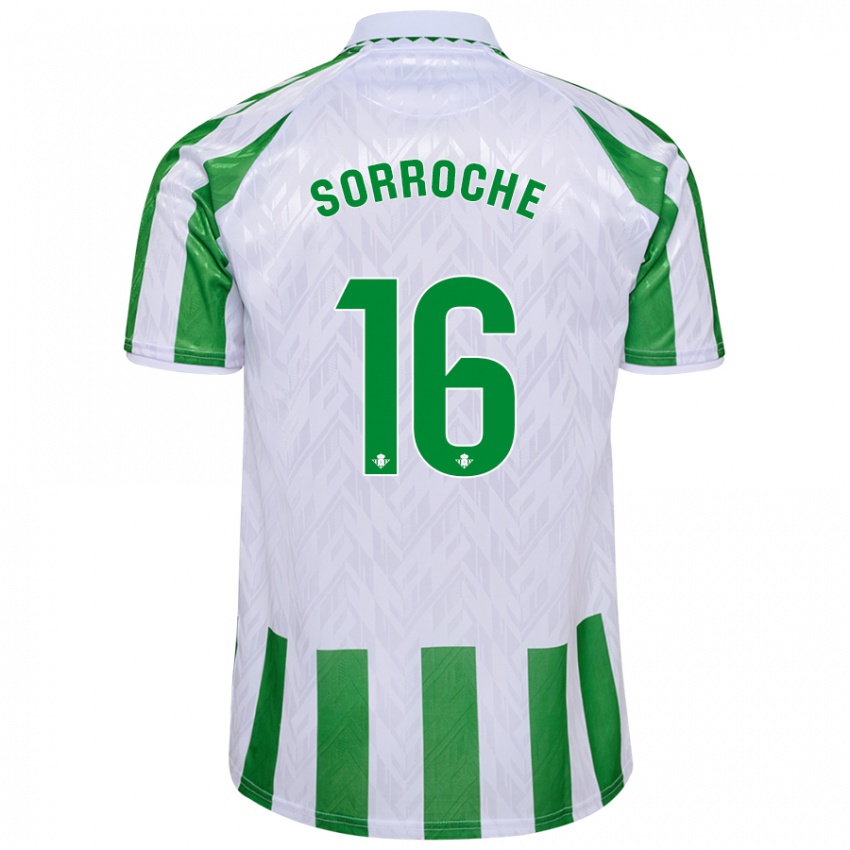 Niño Camiseta Ginés Sorroche #16 Verde Rayas Blancas 1ª Equipación 2024/25 La Camisa Argentina