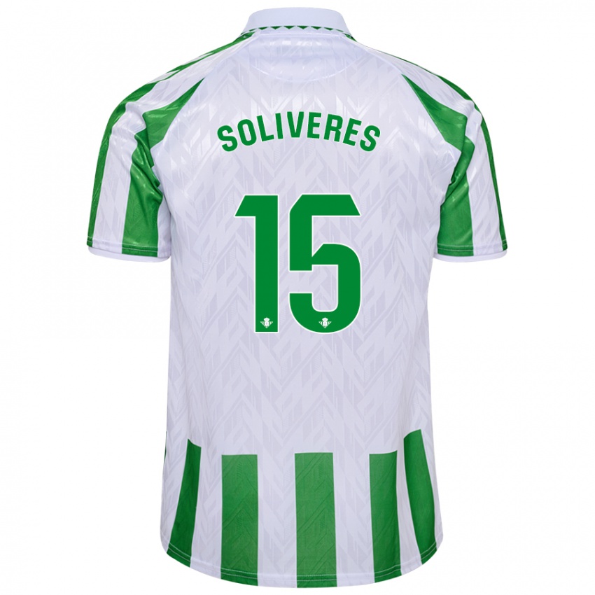 Niño Camiseta Gema Soliveres #15 Verde Rayas Blancas 1ª Equipación 2024/25 La Camisa Argentina