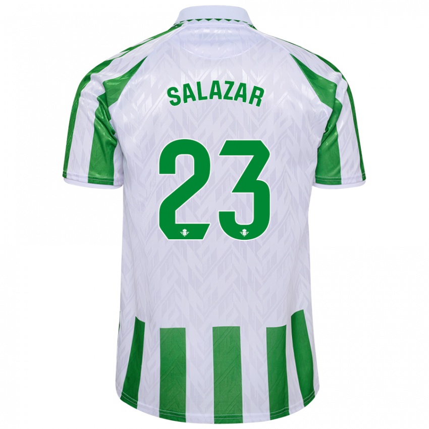 Niño Camiseta Noelia Salazar #23 Verde Rayas Blancas 1ª Equipación 2024/25 La Camisa Argentina