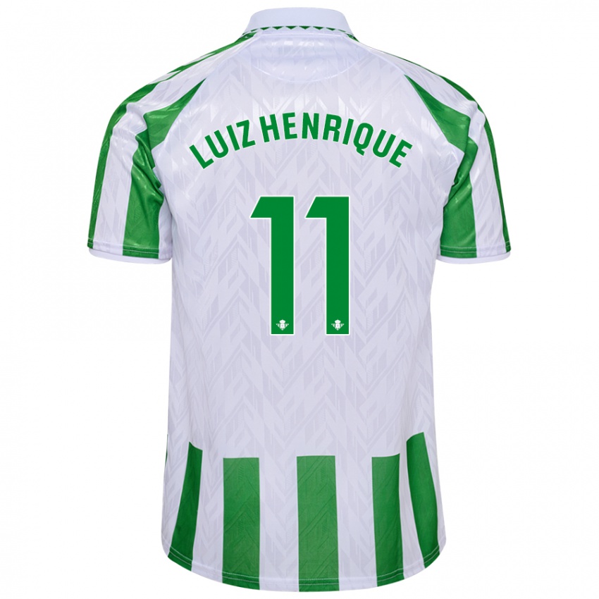 Niño Camiseta Luiz Henrique #11 Verde Rayas Blancas 1ª Equipación 2024/25 La Camisa Argentina