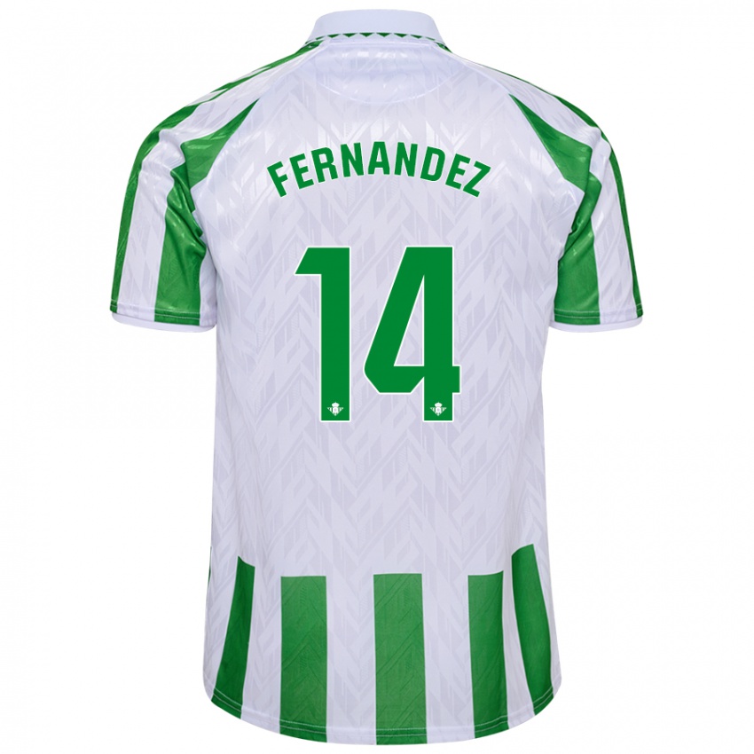 Niño Camiseta Quique Fernández #14 Verde Rayas Blancas 1ª Equipación 2024/25 La Camisa Argentina