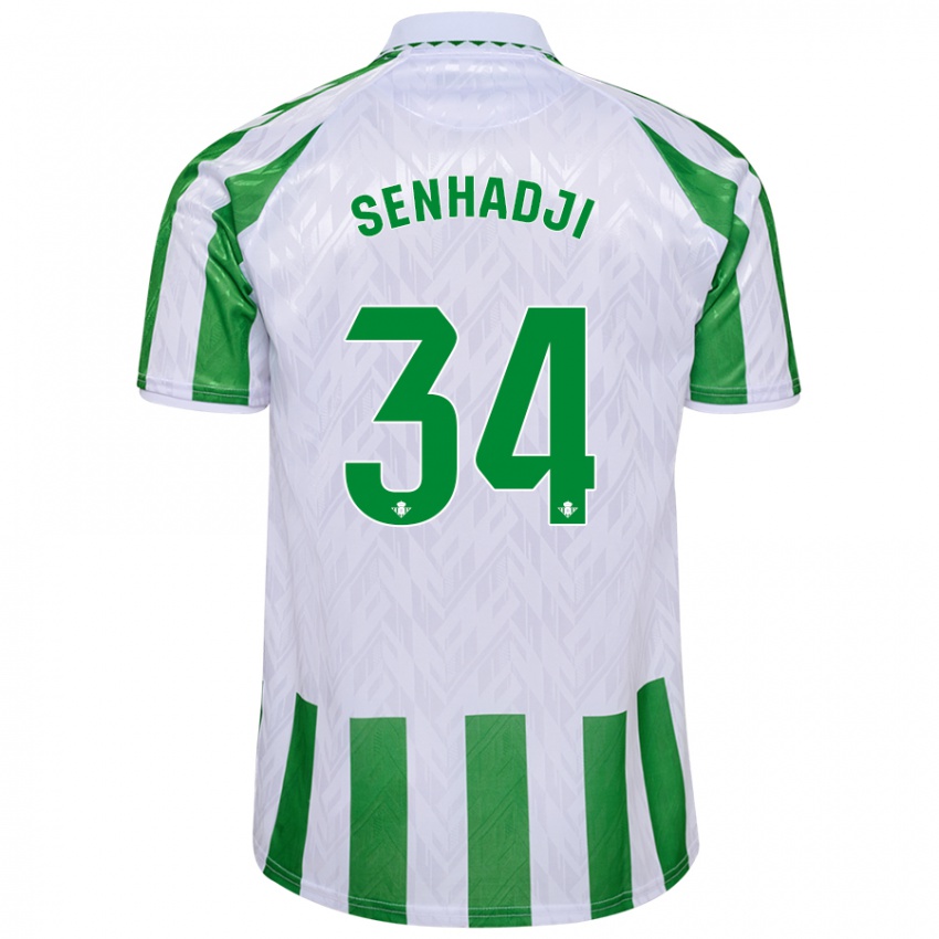 Niño Camiseta Yanis Senhadji #34 Verde Rayas Blancas 1ª Equipación 2024/25 La Camisa Argentina