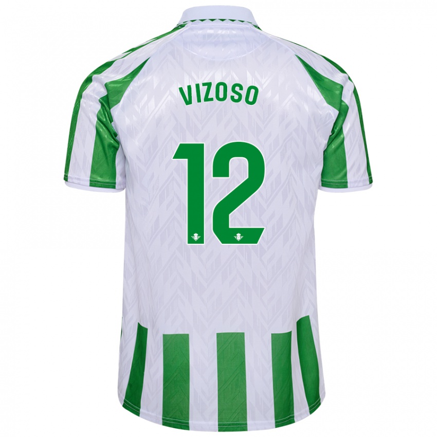 Niño Camiseta Paula Vizoso Prieto #12 Verde Rayas Blancas 1ª Equipación 2024/25 La Camisa Argentina