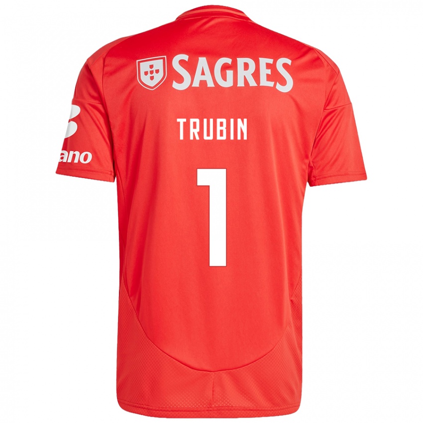 Niño Camiseta Anatoliy Trubin #1 Rojo Blanco 1ª Equipación 2024/25 La Camisa Argentina