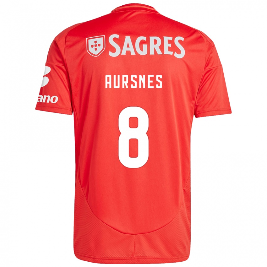 Niño Camiseta Fredrik Aursnes #8 Rojo Blanco 1ª Equipación 2024/25 La Camisa Argentina