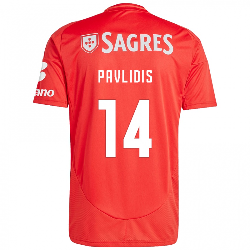 Niño Camiseta Vangelis Pavlidis #14 Rojo Blanco 1ª Equipación 2024/25 La Camisa Argentina