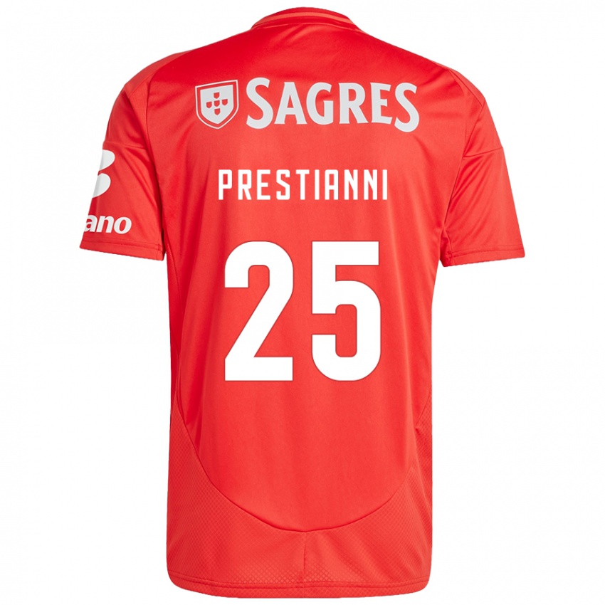 Niño Camiseta Gianluca Prestianni #25 Rojo Blanco 1ª Equipación 2024/25 La Camisa Argentina