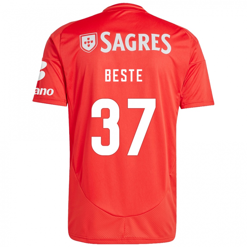 Niño Camiseta Jan-Niklas Beste #37 Rojo Blanco 1ª Equipación 2024/25 La Camisa Argentina