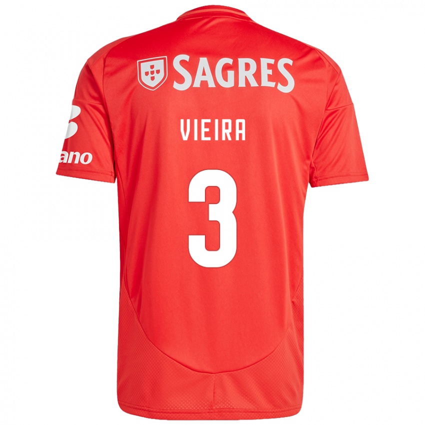 Niño Camiseta Miguel Vieira #3 Rojo Blanco 1ª Equipación 2024/25 La Camisa Argentina