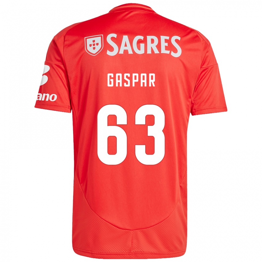 Niño Camiseta Guilherme Gaspar #63 Rojo Blanco 1ª Equipación 2024/25 La Camisa Argentina