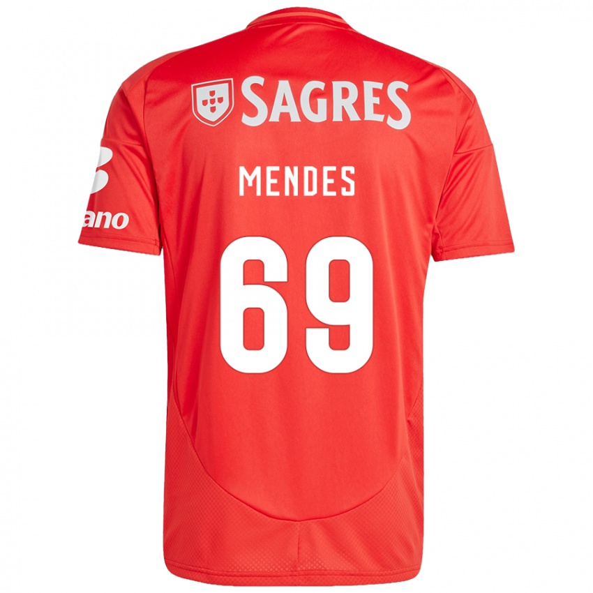 Niño Camiseta Vladimir Mendes #69 Rojo Blanco 1ª Equipación 2024/25 La Camisa Argentina