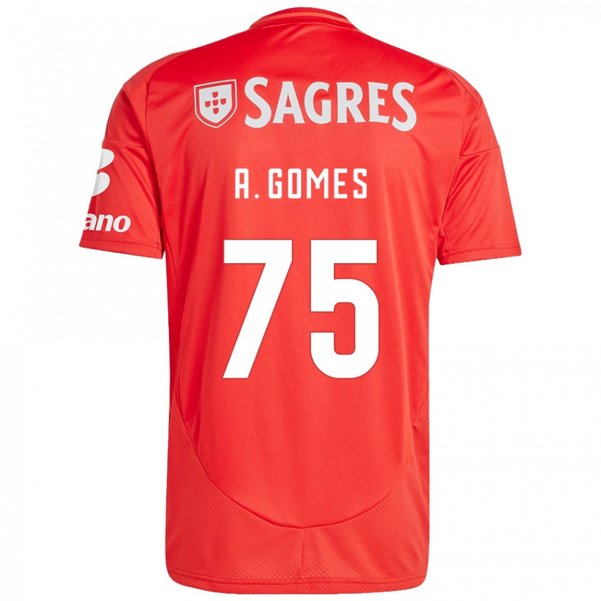 Niño Camiseta André Gomes #75 Rojo Blanco 1ª Equipación 2024/25 La Camisa Argentina