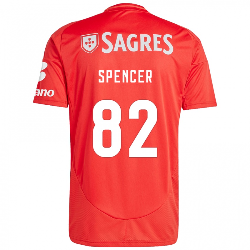 Niño Camiseta Diogo Spencer #82 Rojo Blanco 1ª Equipación 2024/25 La Camisa Argentina