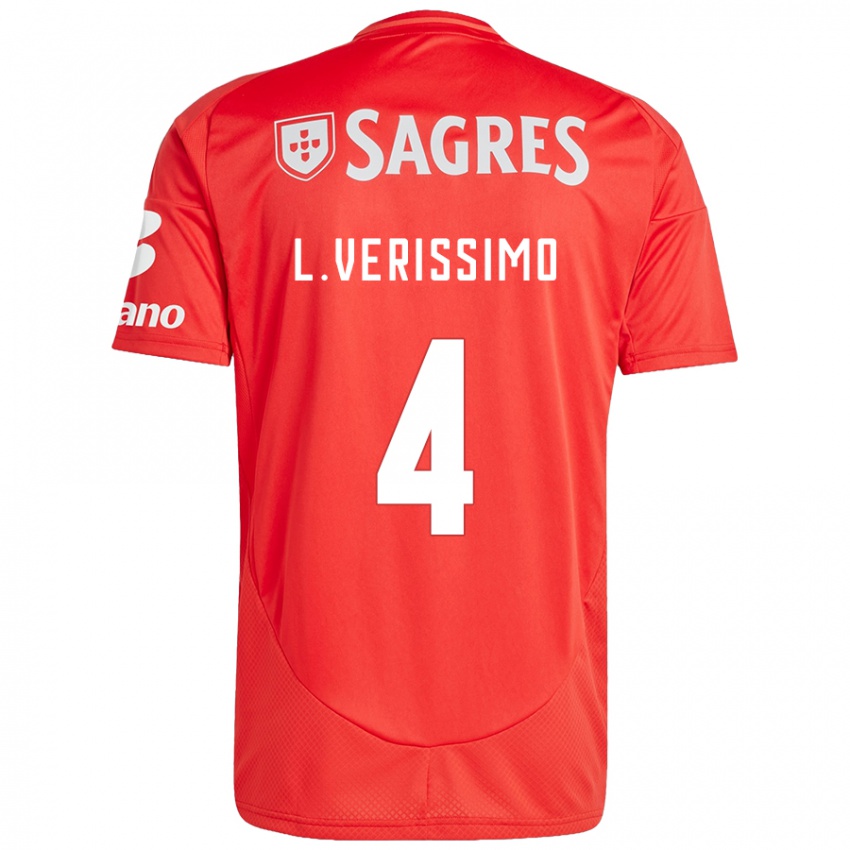 Niño Camiseta Lucas Verissimo #4 Rojo Blanco 1ª Equipación 2024/25 La Camisa Argentina