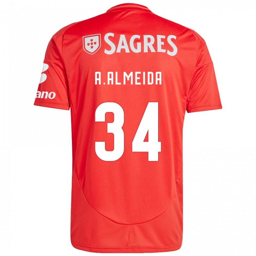 Niño Camiseta Andre Almeida #34 Rojo Blanco 1ª Equipación 2024/25 La Camisa Argentina