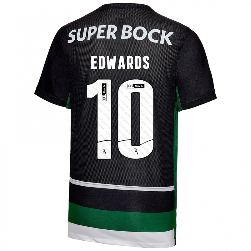 Niño Camiseta Marcus Edwards #10 Negro Blanco Verde 1ª Equipación 2024/25 La Camisa Argentina