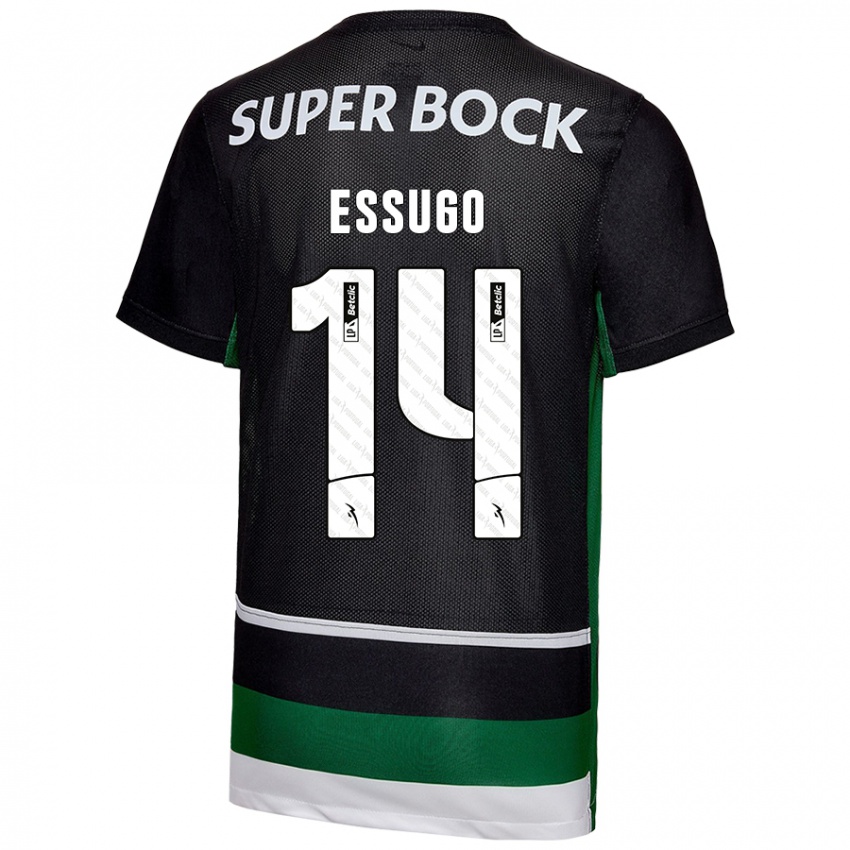 Niño Camiseta Dário Essugo #14 Negro Blanco Verde 1ª Equipación 2024/25 La Camisa Argentina