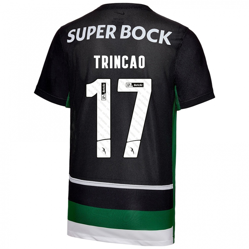 Niño Camiseta Trincão #17 Negro Blanco Verde 1ª Equipación 2024/25 La Camisa Argentina