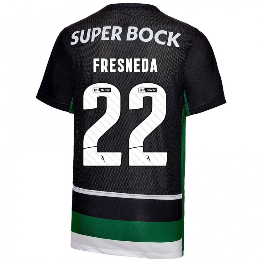 Niño Camiseta Iván Fresneda #22 Negro Blanco Verde 1ª Equipación 2024/25 La Camisa Argentina