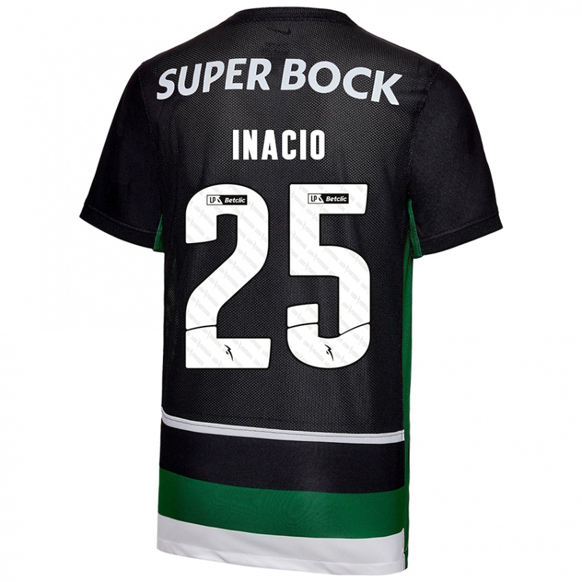 Niño Camiseta Gonçalo Inácio #25 Negro Blanco Verde 1ª Equipación 2024/25 La Camisa Argentina