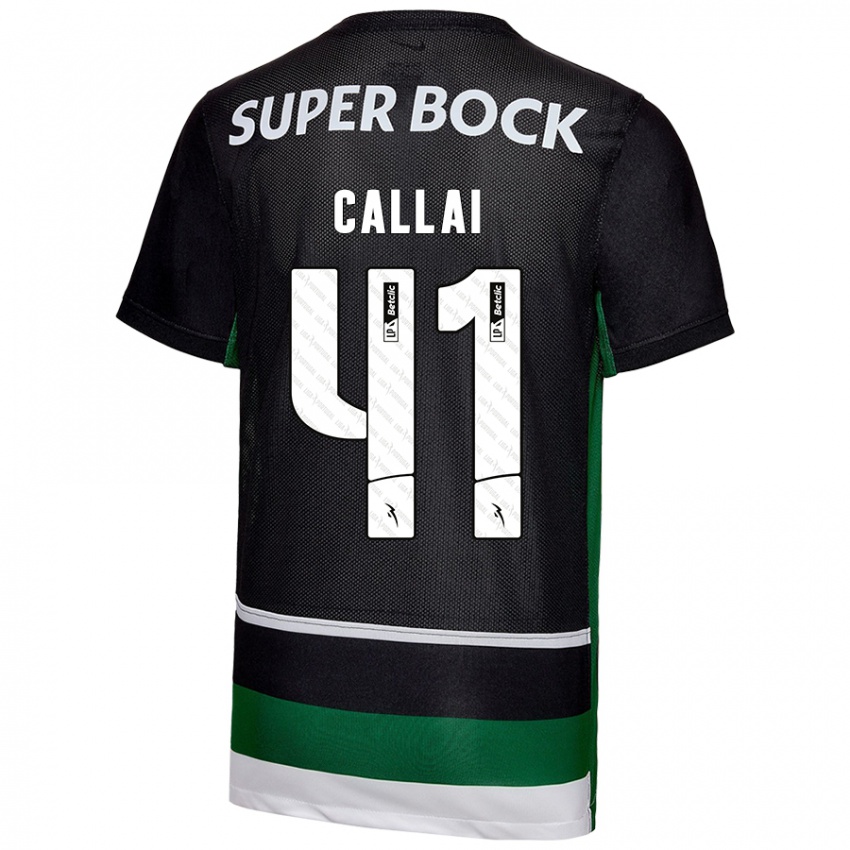 Niño Camiseta Diego Callai #41 Negro Blanco Verde 1ª Equipación 2024/25 La Camisa Argentina