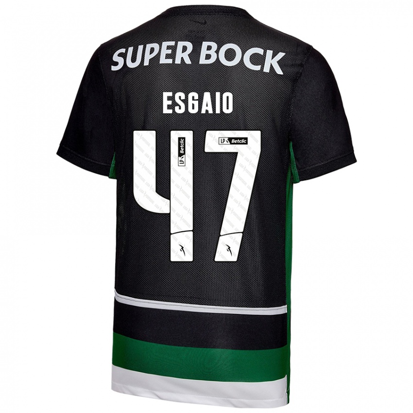 Niño Camiseta Ricardo Esgaio #47 Negro Blanco Verde 1ª Equipación 2024/25 La Camisa Argentina