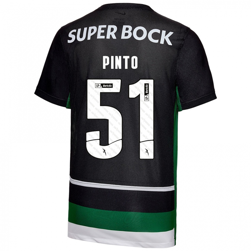 Niño Camiseta Diogo Pinto #51 Negro Blanco Verde 1ª Equipación 2024/25 La Camisa Argentina