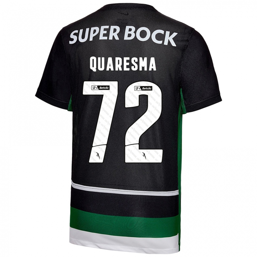 Niño Camiseta Eduardo Quaresma #72 Negro Blanco Verde 1ª Equipación 2024/25 La Camisa Argentina