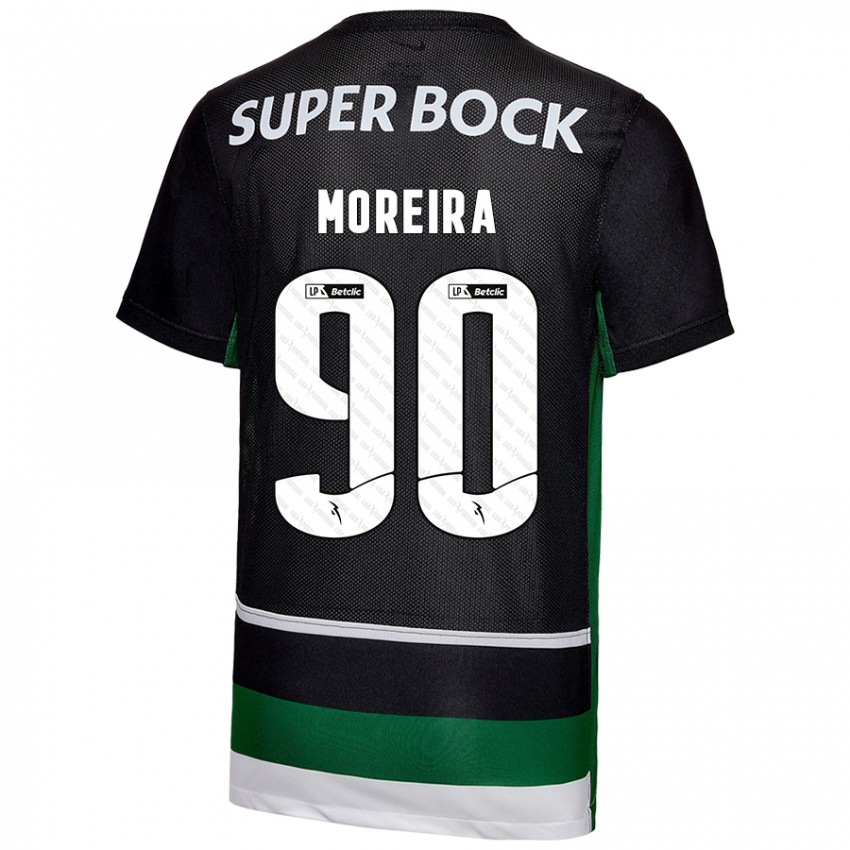 Niño Camiseta Afonso Moreira #90 Negro Blanco Verde 1ª Equipación 2024/25 La Camisa Argentina