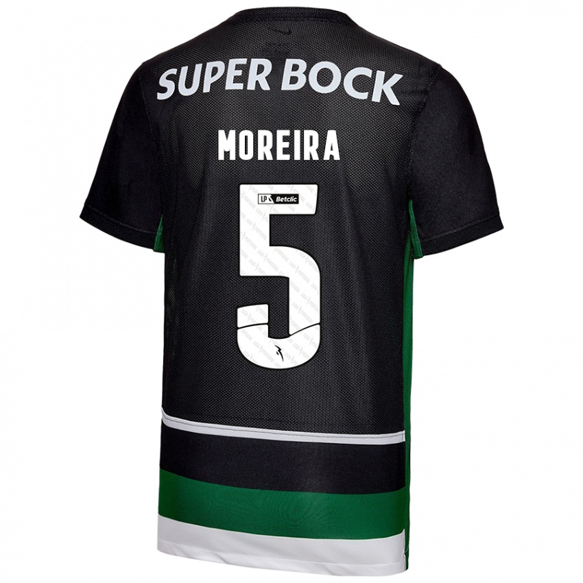 Niño Camiseta David Moreira #5 Negro Blanco Verde 1ª Equipación 2024/25 La Camisa Argentina