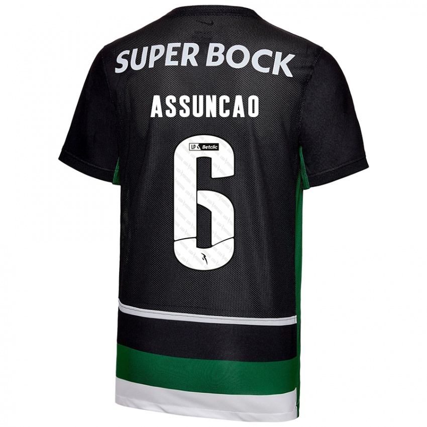 Niño Camiseta João Assunção #6 Negro Blanco Verde 1ª Equipación 2024/25 La Camisa Argentina