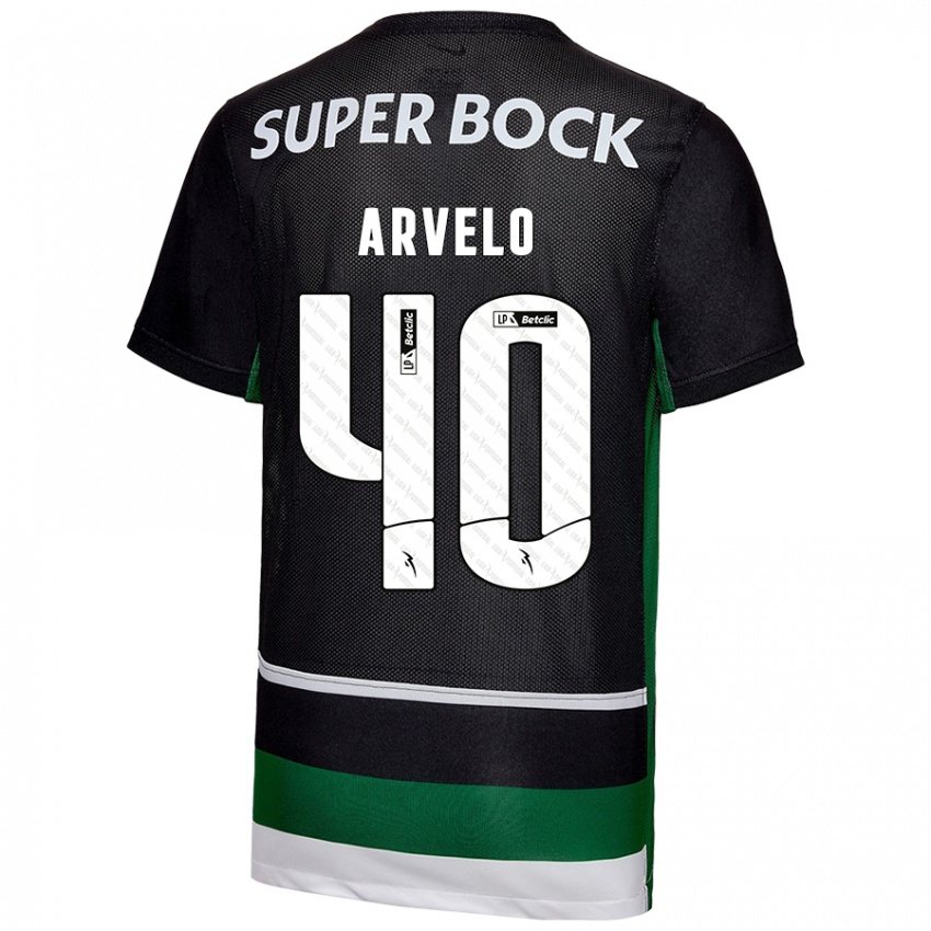 Niño Camiseta Adam Arvelo #40 Negro Blanco Verde 1ª Equipación 2024/25 La Camisa Argentina