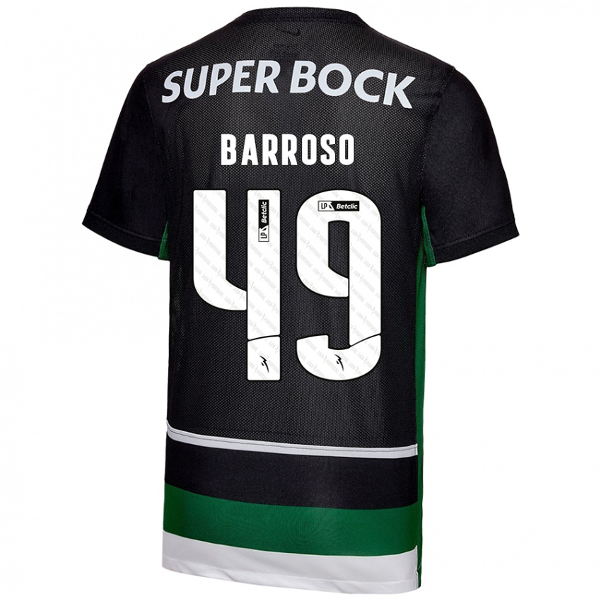 Niño Camiseta Leonardo Barroso #49 Negro Blanco Verde 1ª Equipación 2024/25 La Camisa Argentina